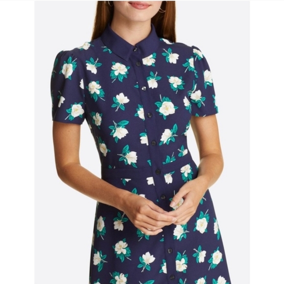 Draper James Faith Navy Magnolia Shirt Dress, Size 10 - Picture 2 of 3